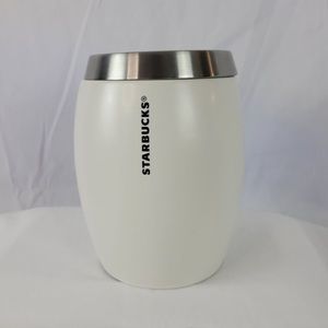 Starbucks Coffee 2011 Ceramic White Canister with Lid.